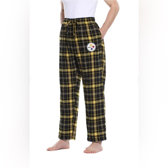 NFL Steelers Black and Yellow Plaid Women's Pants - Picture 1 of 6